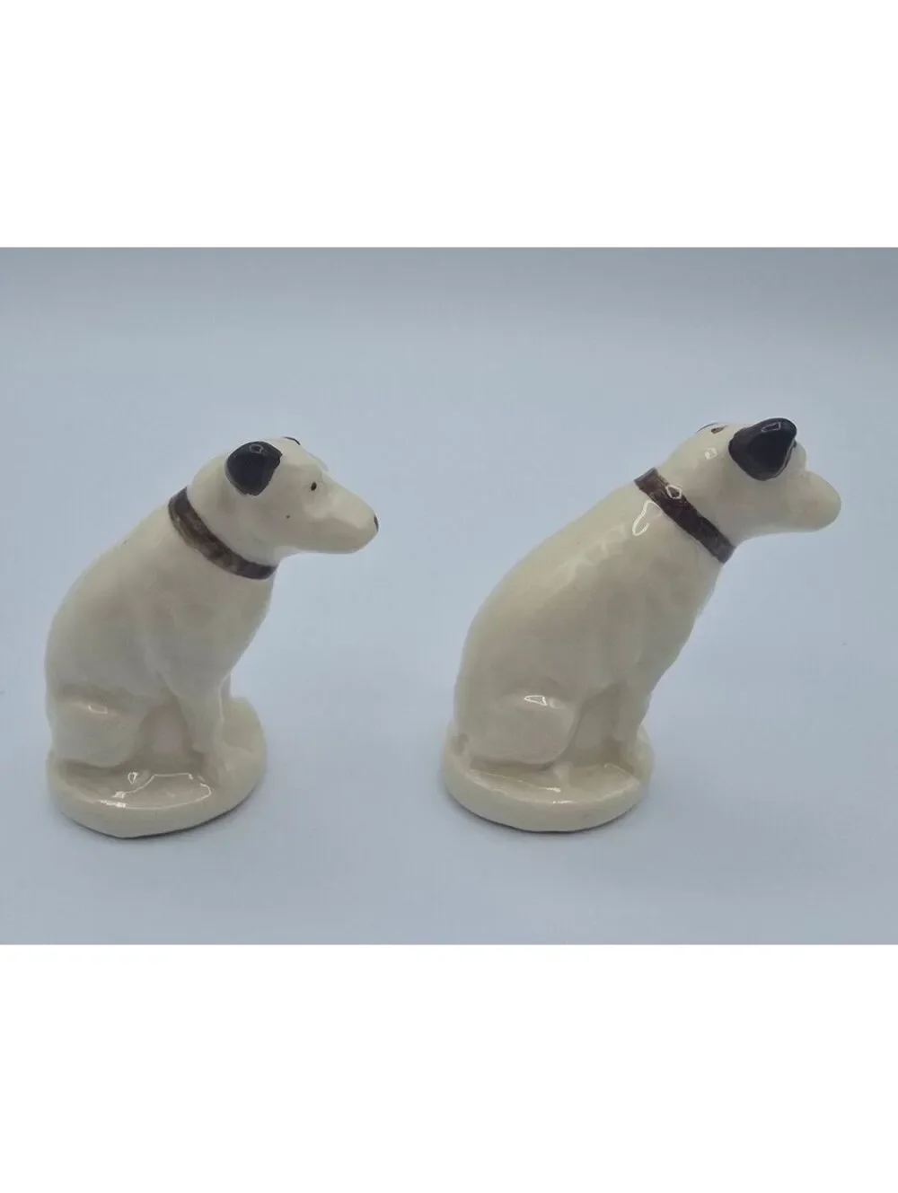 Vintage RCA Victor Nipper Dog Salt Pepper Shakers Ceramic Cork Stoppers
